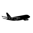 © Sa_e - Isolated vector illustration of a modern airplane icon representing air travel and aviation transportation technology