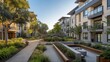 © Andrew - Luxury multifamily apartment complex courtyard