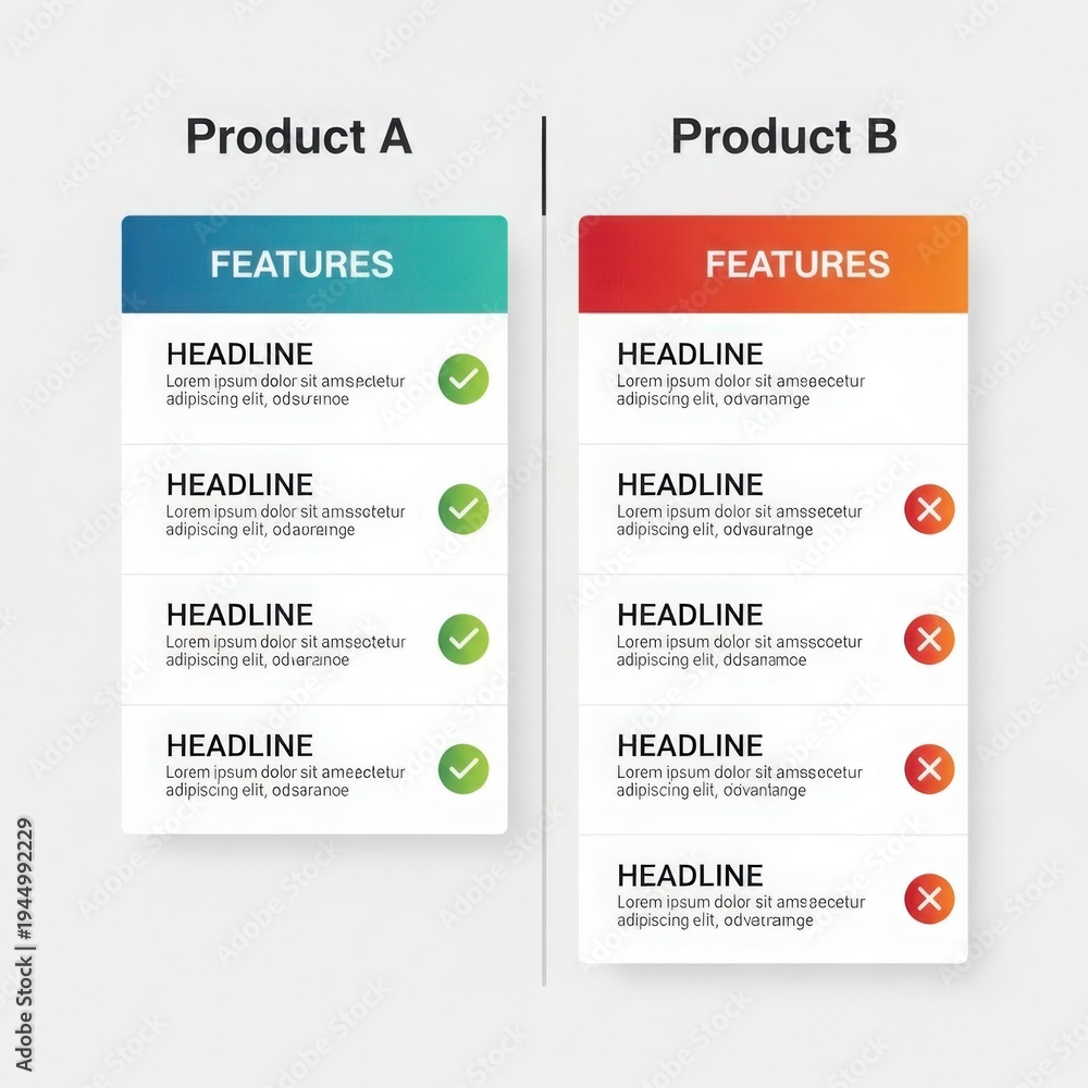 Comparison Using Indicator Comparison chart infographic with product features checklist and ...