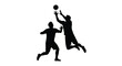 © msunny93 - Silhouetted basketball players compete for possession during a dynamic game action
