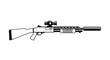 © Charli - Tactical Shotgun with Silencer and Red Dot Sight, Vector Illustration
