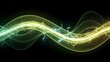 © Artfinity - Abstract glowing green energy wave with electric sparks. Flowing data and motion technology. Curved light trails moving through a dark digital environment