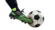 © bagus - close up of a soccer shoe hitting the ball with power on transparent background