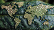 © Audrey - A world map that is both beautiful and demonstrates environmental sustainability with water drops on a green leaf