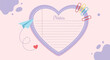 © arif - Cute Heart-Shaped Lined Notes Paper with Paper Plane and Clips Vector Illustration for Sweet Messages, Reminders, and Romantic Stationery Designs