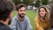 © Thares2020 - Group of young adults enjoying a conversation in a park