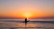 © boonpeng - Sunset Over Ocean Horizon Silhouette Surfboard Waiting