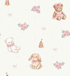 © liufen - Collection of cute kids patterns with animals and whimsical decorative elements