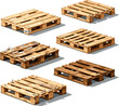 © al - Create a realistic kinds of deferent wooden pallets vector art with white background..
