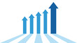 © PictureXpress - 5 Business Arrows pointing up in light blue color represent business competition or cooperation and showing profit growth