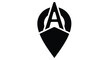 © Ferdous_Studio - Black and white logo featuring a stylized letter a within a location pin shape