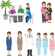 © Mustak - Healthcare and Family People Character Collection Featuring Doctors, Nurses, Elderly Patients, Caregivers, and Business Professionals Vector Illustration Set for Medical and Social Care Concepts