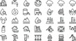 © Mohammad - Water supply and environmental management line icon set with purification recycling rain pipeline symbols minimal outline vector illustration