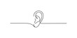 © Single Line Art - A minimalist one-line drawing of a human ear on a solid white background, symbolizing hearing and simplicity Vector, illustration