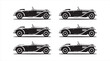 © ARIF ABSAR APON - Vintage convertible car silhouettes set, classic retro automobile icon collection