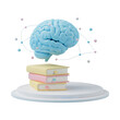 © RhythmCraft - 3D Render of a Brain Above Stacked Books on a Pedestal