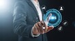 © Ohida - Businessman interacting with a learning management system lms interface