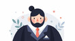 © Gema - Flat design portrait of a bearded man in a dark suit with a coral tie