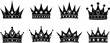 © Ali - Collection, of, royal, crown, silhouettes, set, with, king, queen, and, princess, tiara, icons, black, vector, illustration, for, luxury, branding, design,