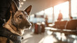 © Bonsales - Airport security dog, a working Belgian Malinois, vigilant and focused, providing detection and protection services for travel