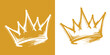 © Markpixel - A graphic design featuring two stylized crown logos side by side on contrasting orange and white backgrounds