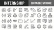 © icon_vectors - Internship program line icons set, job training and career development