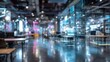 © Lubos Chlubny - Futuristic office interior displaying advanced data visualization technology
