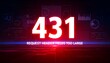 © birth7 - Futuristic red technology dashboard visualizing 431 Request Header Fields Too Large HTTP status code within glowing server network interface