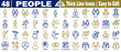 © Logo Solution - People line art icons set. Collection of forty-eight thick-line icons representing various people and professions, vector illustration.