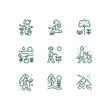 © Oxsvge - Green Minimalist Line Icons Of People Gardening And Enjoying Nature