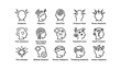 © Cali6ro - Headache and pain symptoms icon set: migraine, pressure, neurological discomfort