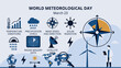 © Gina - World Meteorological Day Design with Weather Icons vector illustration