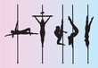 © Radha - Silhouettes of pole dancing and acrobatic poses on transparent background