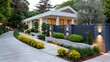 © kardaska - Modern luxury house entrance with illuminated garden design