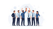 © eva - Diverse team celebrating success with high fives, teamwork and achievement concept