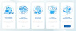 © IMG visuals icons - Benefits of yard management systems blue onboarding mobile app screen. Walkthrough 5 steps editable graphic instructions with linear concepts. UI, UX, GUI. Montserrat SemiBold, Regular fonts used