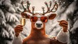 © Mach-1-Art - Festive reindeer with sunglasses and champagne.