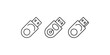 © MstPoliAkther - Usb flash drive icon collection showing portable storage device variants for data transfer memory management and hardware connection in line art style vector