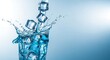 © Moh - Pouring refreshing ice cubes into a clear glass of water with a splash creating a crisp, clean, and invigorating beverage moment