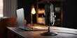 © Studio Nova - The Microphone on a Desk Beside a Laptop in a Cozy Home Studio