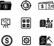 © Saidurra12 - black and white business finance icons set including money and calculator