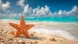 © Olajumoke - Summer beach vibe with starfish on sand,  starfish on the beach