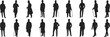 © Nur - Vintage gentleman silhouettes walking men with cane and top hat Victorian style elegant male figures black vector illustration set
