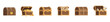 © Jeremy_Show - Wooden chests icon set. Pirate treasure chest set in flat design. Wooden chests with gold coins, gems, old maps, compass, and skull symbols for game interface and adventure themes.