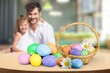 © BillionPhotos.com - easter coloring eggs and happy family on background