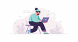 © Morfem - Stylized figure with beard, glasses, and hat using laptop on chair