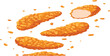© MdEmdadul - Crispy fried chicken strips and tenders vector set with crunchy breadcrumbs and meat cross section isolated on white background for fast food design.