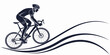 © AX - A black silhouette of a cyclist riding a bicycle with dynamic lines