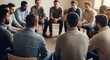 © Brian - Group of Diverse Men Sitting in Circle for Support Group Meeting