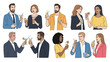 © Firoza - Group of diverse men and women in formal and casual attire holding colorful cocktails and toasting at a social event.